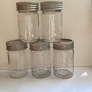 Canada Crown set of 5 Canning Glass Jar Zinc & Glass Lid